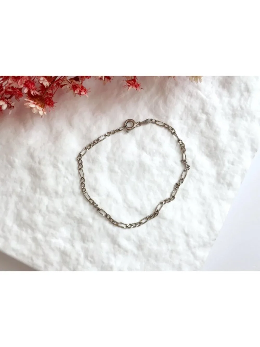 Figaro Chain Vintage Sterling Silver 925 Bracelet